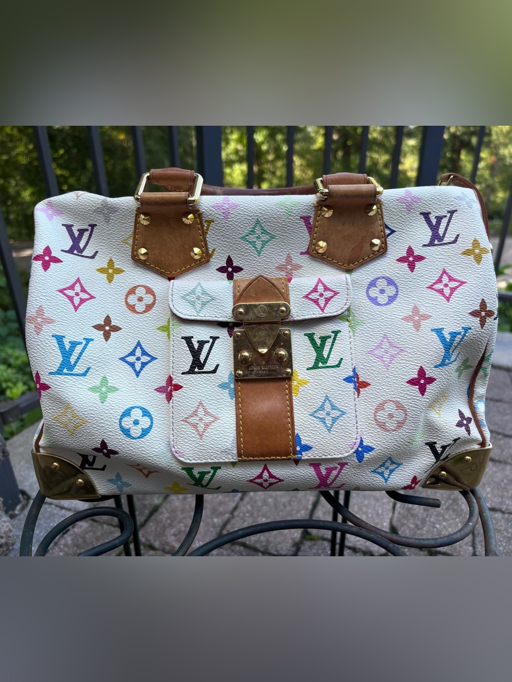 Louis Vuitton x Takashi Murakami Multicolore Speedy 30 White 2004